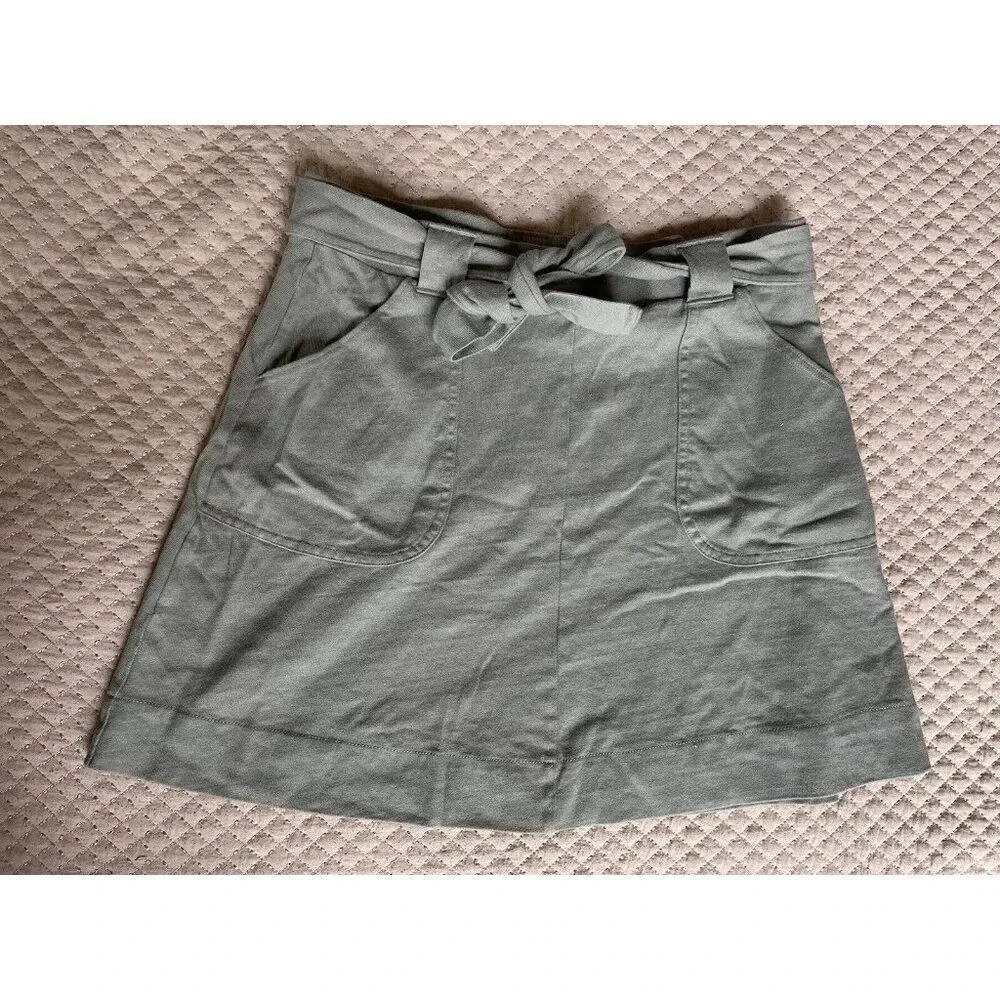 Garnet Hill Women's‎ Skort 100% Cotton Size 12 Gray Tie